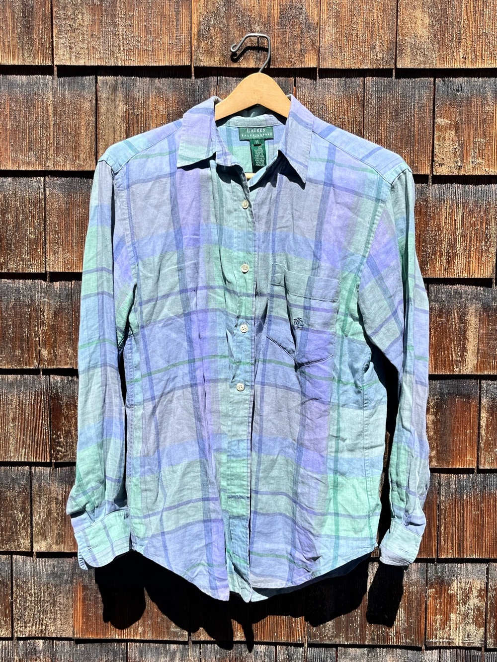 Ralph Lauren 100% Linen, Plaid Button-Down